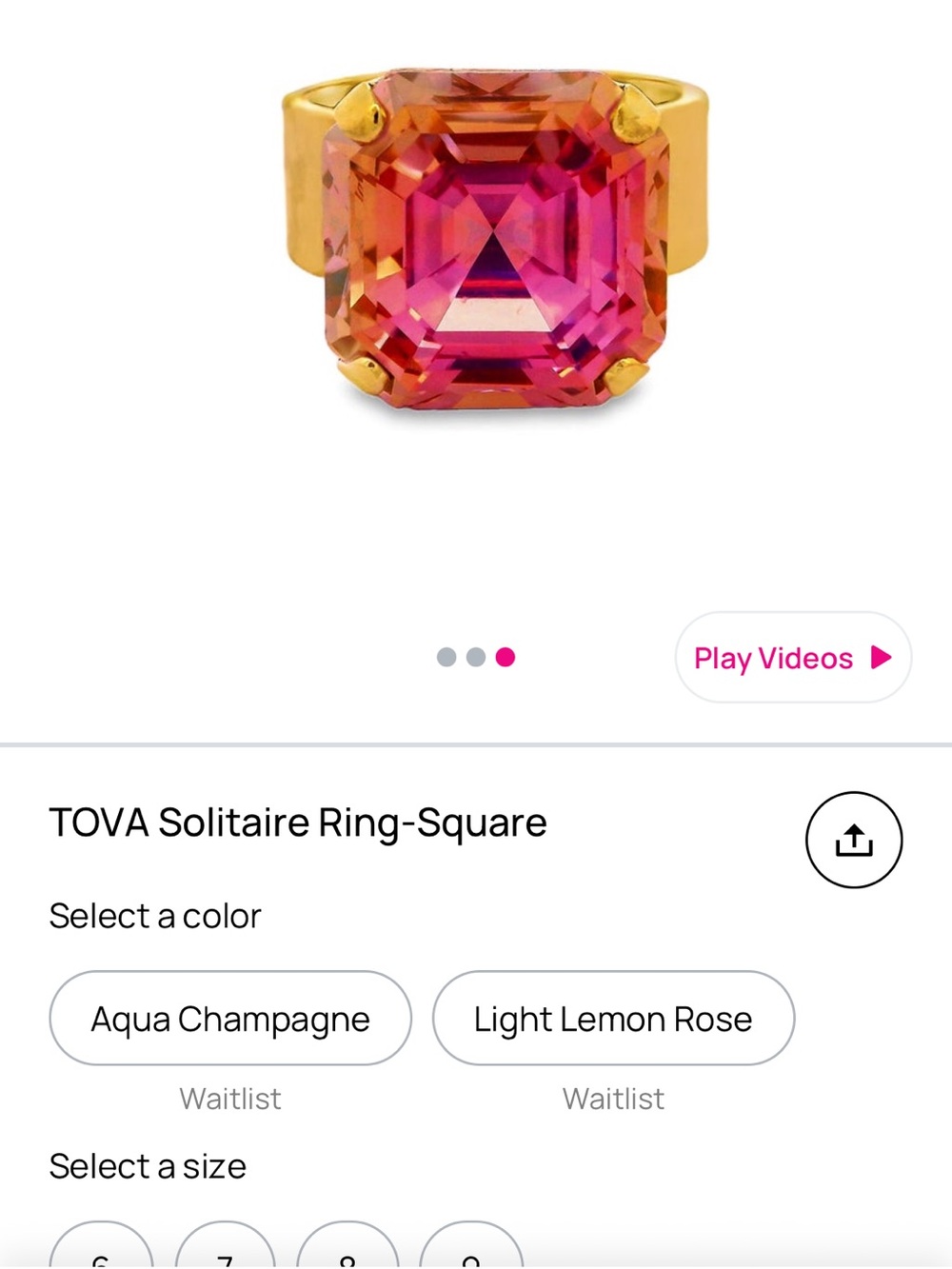 Tova Light Lemon Rose Cocktail Ring with gold plated setting - Picture 4 of 4